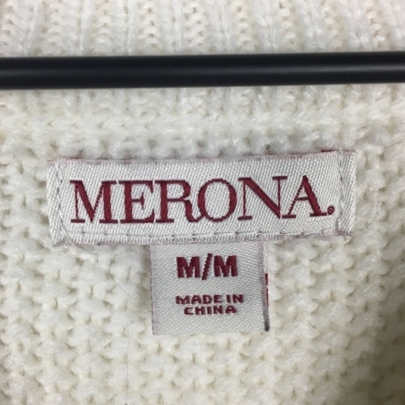 MERONA Sweater Cable Knit Colorblock Metallic Shimmer Cozy Warm Neutral Medium - Picture 6 of 8